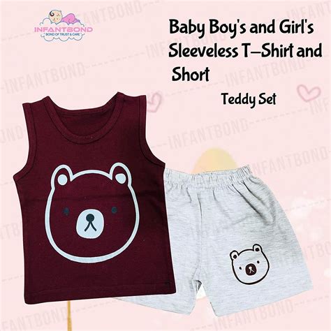 Fareto Baby Boy's and Girl's Sleeveless T-Shirt and Short 100% Cotton ...