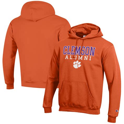 Men's Champion Orange Clemson Tigers Alumni Logo Stack Pullover Hoodie