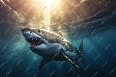 Premium Photo | Great Shark Underwater Underwater Great White Shark in ...