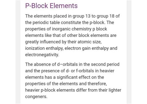 SOLUTION: P block f block d block elements - Studypool