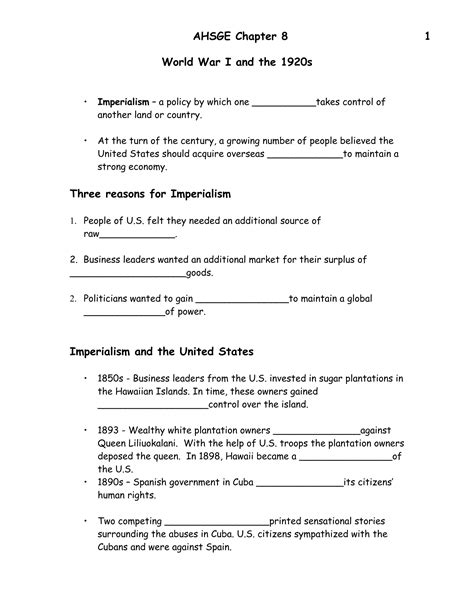 AHSGE Social Studies chapter 8 Student notes | DOC