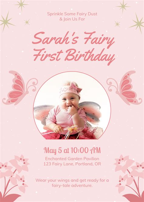 Fairy Birthday Party Invitation Template