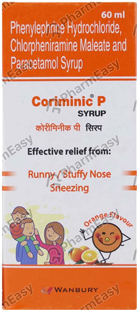 Coriminic P Orange Flavour Bottle Of 60ml Syrup: Uses, Side Effects ...