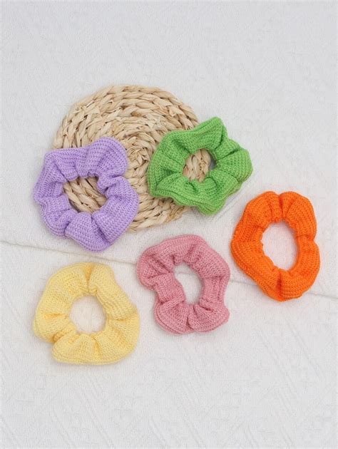 5pcs Solid Minimalist Scrunchie | SHEIN USA