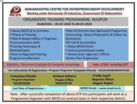 Training Programme Table || MCED