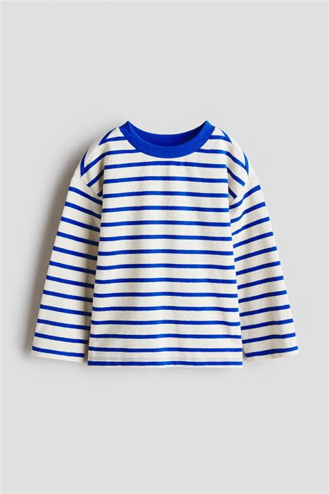 Long-sleeved T-shirt - White/Blue striped - Kids | H&M IN
