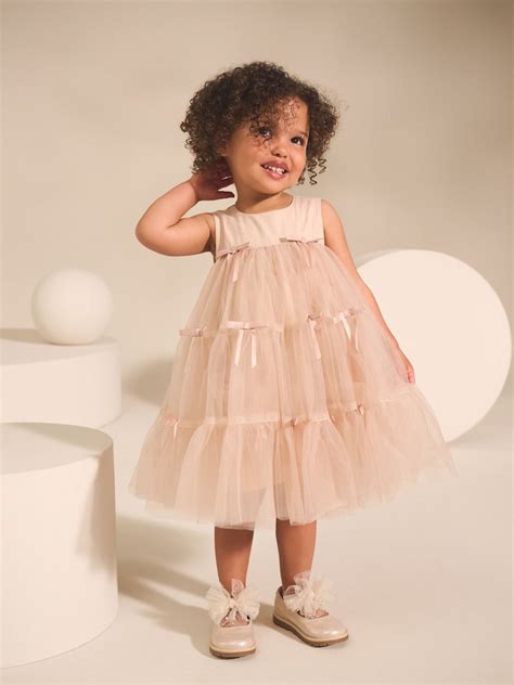 Buy Blush Pink Sleeveless Bow Mesh Party Dress (3mths-7yrs) from Next India