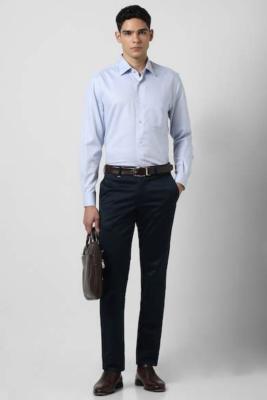 Buy Men Navy Solid Trousers Online - 39909667 | Van Heusen