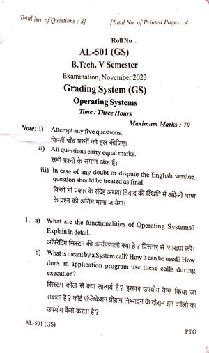 AL-502 Database Management System Nov 2023 Question Paper - Tolal No ...