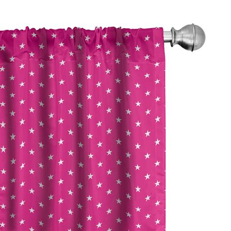 Ambesonne Hot Pink Curtains, White Stars Girlish, Pair of 28"x95", Hot ...
