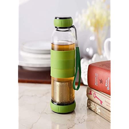 Octavius Borosilicate Glass Tea Bottle with Infuser & Sleeve ( 520 ml ...