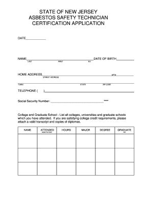 Fillable Online state nj how to be asbestos technician in state of nj ...