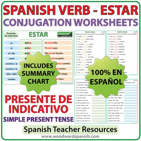 ESTAR - Spanish Verb Conjugation Worksheets - Present Tense | Woodward ...