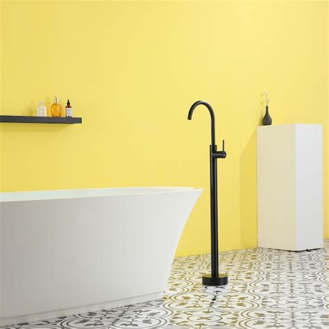 Clihome Matte Black 1-handle Freestanding High-arc Bathtub Faucet ...
