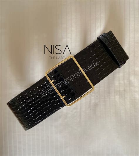 Wide buckle crocodile texture wide belt – NISA The Label