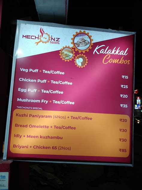 Menu at Mechonz Square, Chennai