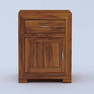 Ganpati Arts Solid Sheesham Wood Trace Bedside Table with Drawer Door ...