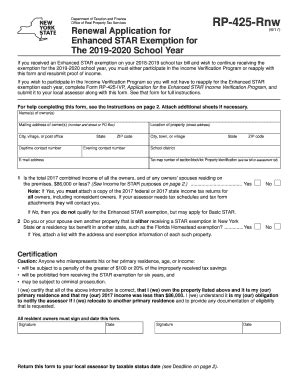 Fillable Online Form RP-425-Rnw:6/17:Renewal Application for Enhanced ...