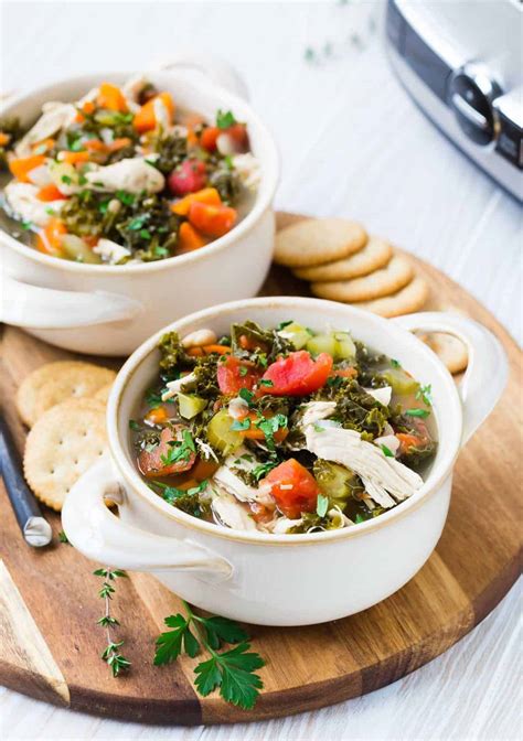 Slow Cooker Chicken Kale Soup - healthy & flavorful! Recipe - Rachel Cooks®