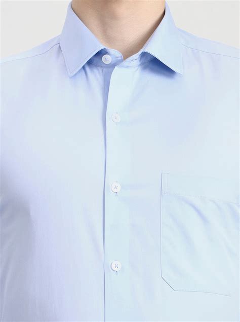 JadeBlue Men's Sky Blue Solid Formal Shirt | 100% Cotton | Regular Fit ...
