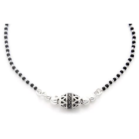 925 Sterling Silver Oxidised Oval Shape Mangalsutra For Women – LBV