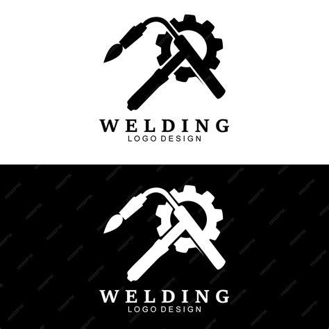 Welding logo design with gear and torch | Premium Vector