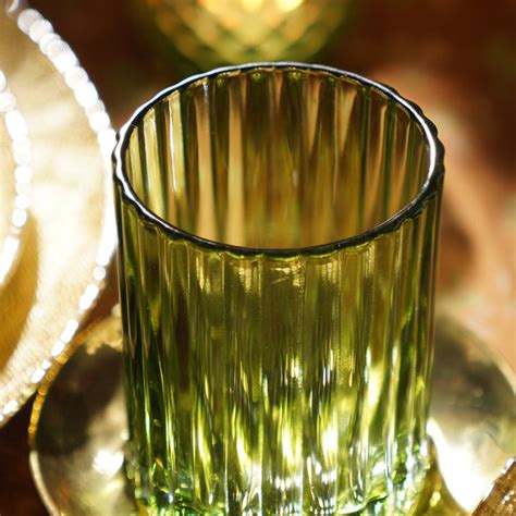 Shop Green Textured Glass Candle Holder with Base - at Best Price ...