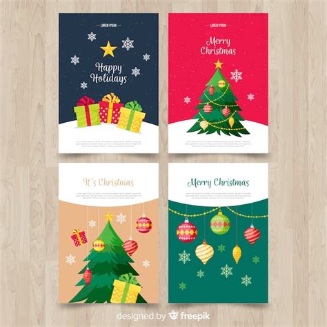 Flat christmas cards | Free Vector