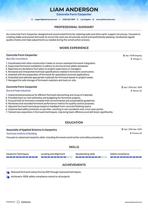 10+ Concrete Form Carpenter Resume Samples & Templates for 2025