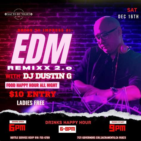 EDM Remixx with DJ Dustin G., Sacto By Night Lounge, Sacramento, 16 ...