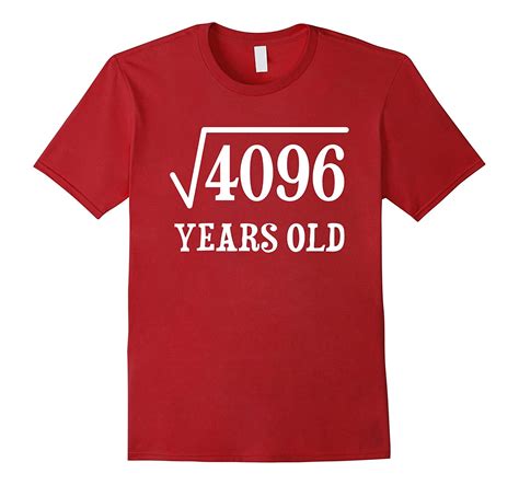 64 yrs years old 64th birthday Square Root of 4096 T-Shirt-CD – Canditee