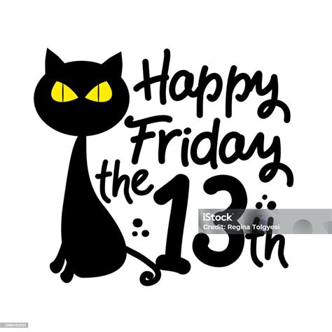 Happy Friday The 13th Black Cat Cartoon Vector Illustration Stock ...