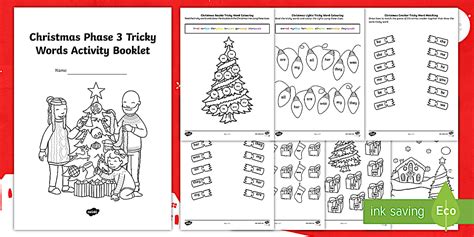 Phase 3 Christmas Phonics Tricky Words Activity Booklet