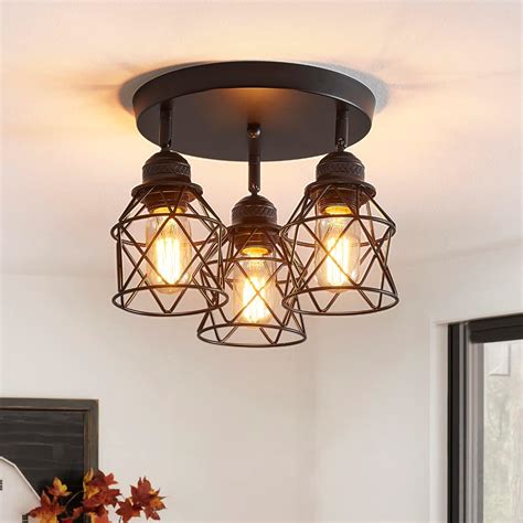 Silver Semi Flush Mount Ceiling Light Fixture 2-Light Ceiling Light ...