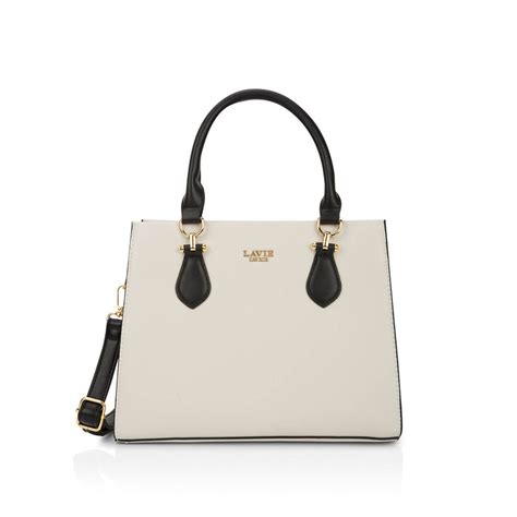 Buy Lavie Luxe Wella Off White Solid Satchel Bag with Detachable Strap ...