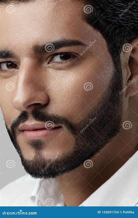 Handsome Man with Beard Style and Beauty Face Portrait Stock Photo ...