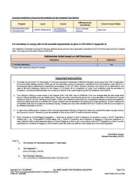 AICTE | JCT Engineering