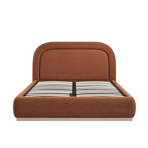 Luella Upholstered Wooden Plinth Base Storage Bed, Rust Boucle | daals