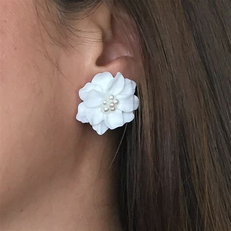 White flower earring designs