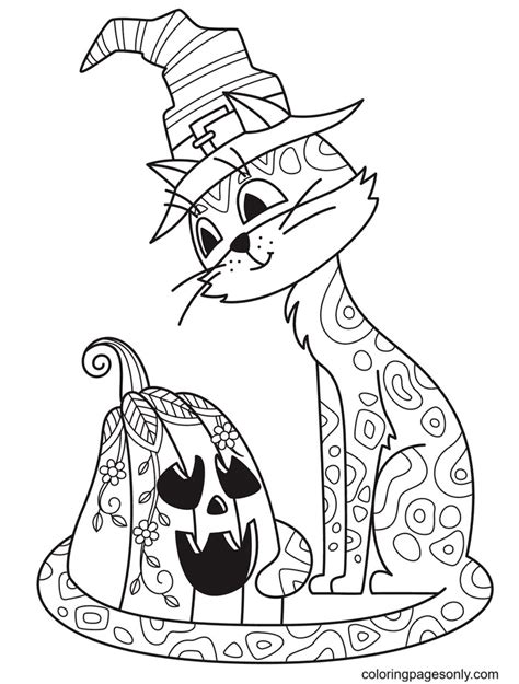 Free Printable Halloween Cat Coloring Pages