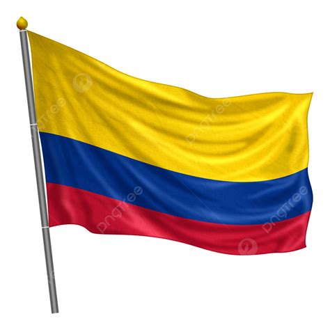 Colombia Flag Fluttering With Cloth Texture, Latin America, Flag, Pole ...