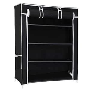 Ebee 4 Shelves Collapsible Metal Shoe Rack (Black) : Amazon.in: Home ...