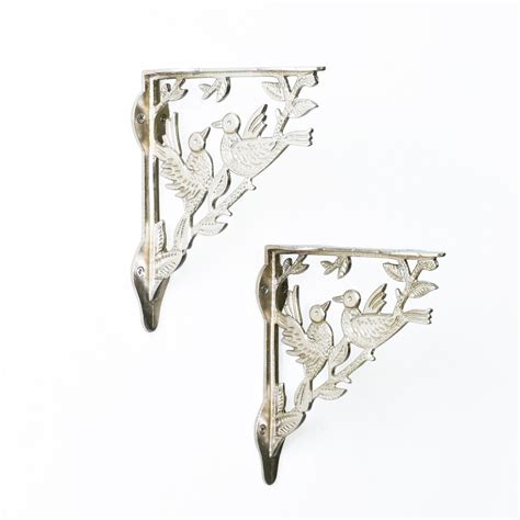 CASADECOR Warbler Duo Silver Metal Wall Bracket for Wall Shleves Home ...