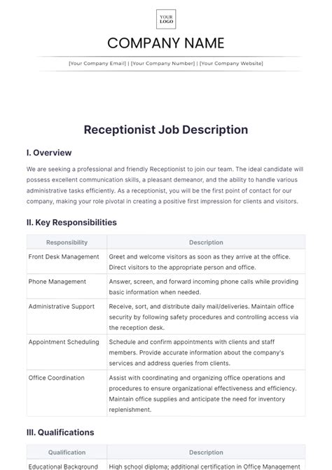 Page 4 FREE Job Description Templates & Examples - Edit Online ...