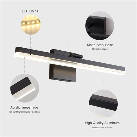 Buy Vaziden Black Bathroom Vanity Light, 22 Inch 18W Adjustable LED ...
