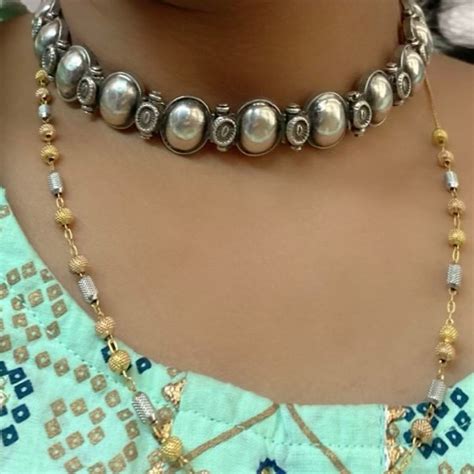 Badam Silver Choker Necklace | Pure Silver Vintage Necklace | MACS