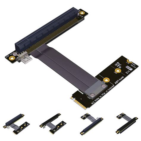 M.2 NVMe M Key to PCIe x4 x16 Extender Adapter 90 Degree Angled for STX ...