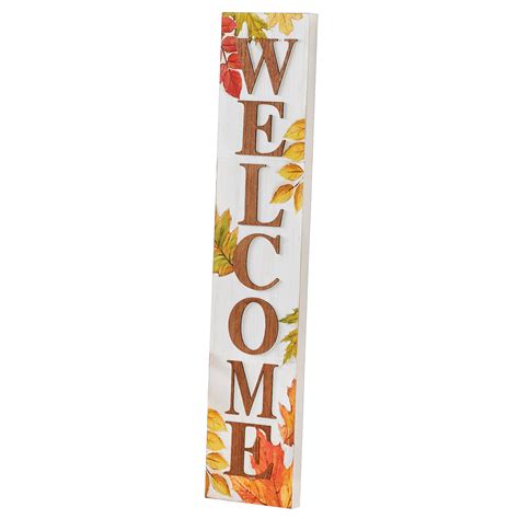 Buy Collections Etc Welcome Fall Autumn Fall Leaves Wooden Porch Sign ...