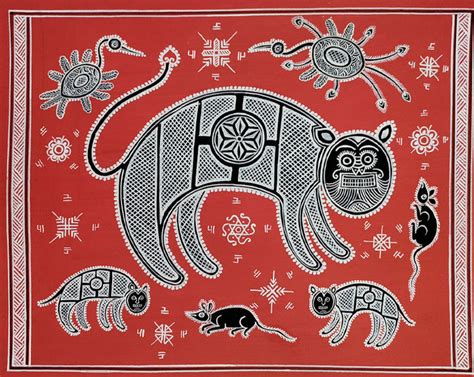 Fierce Tiger in Mandana Painting by Vidya Soni | Traditional Art