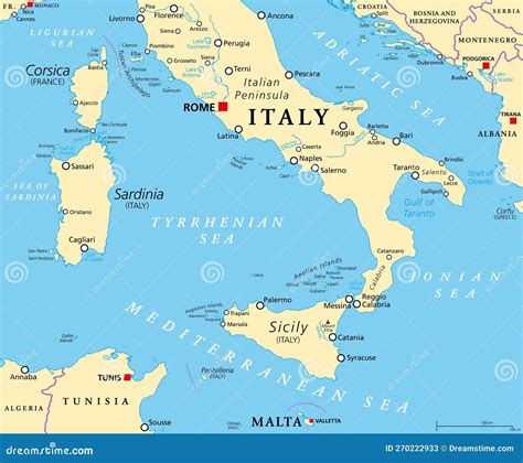 Sardinia on map of italy